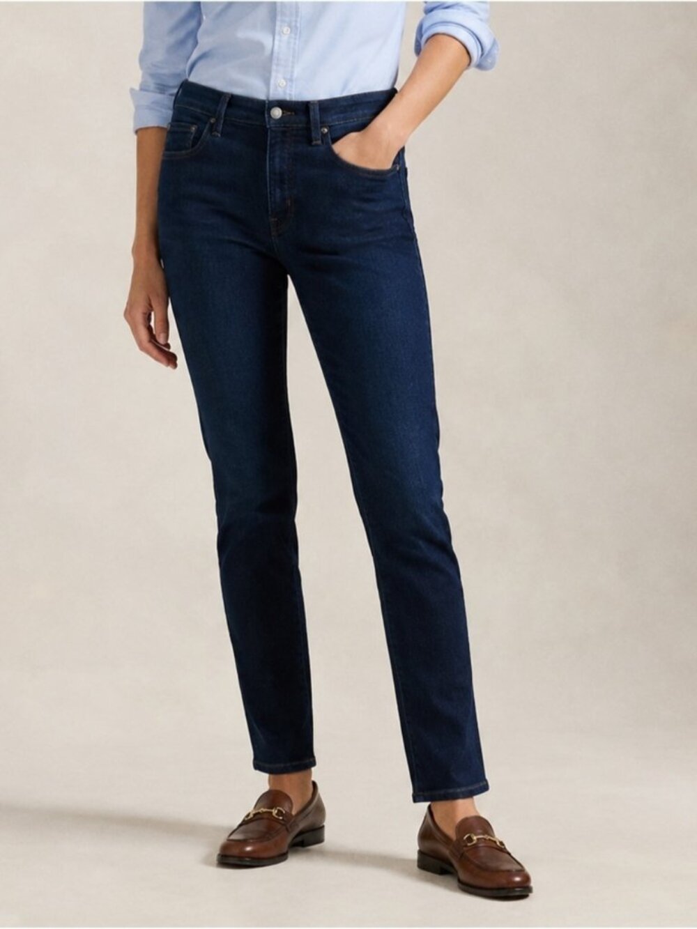 Ralph Lauren Women’s Jeans Dark Wash Slim High Rise Stretch size 14 Basic